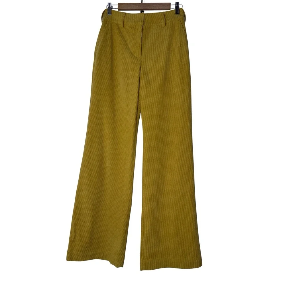 Tuckernuck Wide Leg Pants Women Size‎ 4 Mustard Yellow Corduroy Career Office